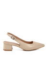Bej Kadın Topuklu Abiye Ayakkabı 323101 Z