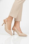 Bej Kadın İnce Topuklu Abiye Ayakkabı 658248 Z
