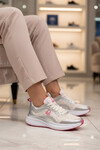 Beyaz Fileli Hafif Esnek Kadın Spor Ayakkabı BNI-11441 G