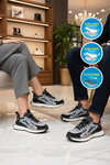 Gri Siyah Fileli Hafif Esnek Hafızalı Taban Unisex Spor Ayakkabı PCI-10106 G