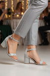 Gümüş Simli Kadın Topuklu Abiye Ayakkabı 325157 Z