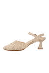 Cream Knitted Heeled Womens Evening Shoes PC-54660 Z