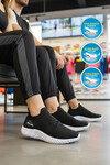 Siyah Beyaz Fileli Hafif Kolay Giyilebilir Unisex Spor Ayakkabı PC-32711 G