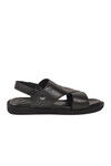 Siyah Lastikli Hakiki Deri Günlük Erkek Sandalet PC-7315 M
