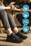 Siyah Fileli Hafif Bağcıklı Unisex Spor Ayakkabı 7001 Omina G