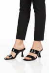 Siyah Çift Bantlı Kadın Topuklu Terlik 451158 Z