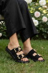 Siyah Çift Bantlı Hafif Kadın Günlük Terlik 513086 Z