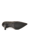 Black Stone Embroidered Thin Heeled Womens Evening Shoes PC-55020 Z