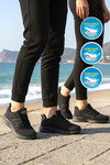 Siyah Fileli Hafif Bağcıklı Unisex Spor Ayakkabı 2029 G