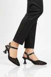 Black Knitted Heeled Womens Evening Shoes PC-54660 Z