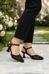 Black Knitted Heeled Womens Evening Shoes PC-54660 Z