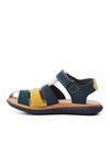 Navy Blue Nubuck Yellow Boy Flat Sandals Ayakmod1500 F