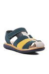 Navy Blue Nubuck Yellow Boy Flat Sandals Ayakmod1500 F