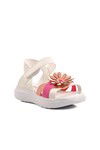 White-Fuchsia-Pink Girl Flat Sandals Ayakmod Şng 8010 P