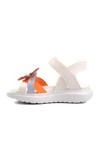 White-Orange Girls Flat Sandals Ayakmod Şng 8010 P