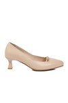 Bej İnce Kısa Topuklu Kadın Abiye Ayakkabı 26532529Y Z