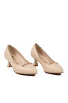 Bej İnce Kısa Topuklu Kadın Abiye Ayakkabı 26532529Y Z