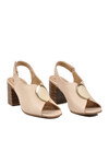 Bej Hakiki Deri Kadın Topuklu Sandalet 2108518Y Z