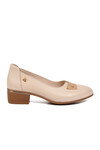 Bej Hakiki Deri Kadın Topuklu Klasik Ayakkabı 2312531Y Z