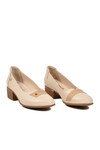 Bej Hakiki Deri Kadın Topuklu Klasik Ayakkabı 2312531Y Z