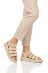 Kadın Bej Hafif Bilekten Elastik Sandalet 35397 G
