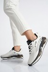 Beyaz Siyah Fileli Hafif Esnek Unisex Spor Ayakkabı 101 25087-G