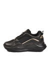 Black Gold Thick Sole Lace-Up Womens Sneakers 051 G
