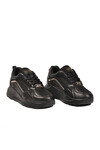 Black Gold Thick Sole Lace-Up Womens Sneakers 051 G