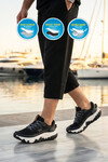 Siyah Beyaz Fileli Hafif Esnek Hafızalı Taban Unisex Spor Ayakkabı Flystep G
