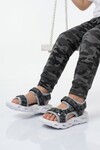Siyah Cırtlı Işıklı Hafif Unisex Çocuk Sandalet Sage F