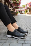 Siyah Lastik Bağcıklı Hafif Kadın Casual Ayakkabı 060 Z