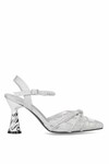 Silver Thin Heeled Stone Embroidered Womens Evening Shoes 25Y125-1 Z