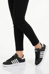 Siyah Beyaz Bağcıklı Cilt Hafif Unisex Spor Ayakkabı Senti G