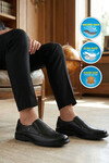 Black Genuine Leather Orthopedic Mens Casual Shoes 061603 M