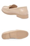 Tokalı Şık Rahat Loafer Ayakkabı Bej Parlak Kadın Klasik Casual Ayakkabı PC-56058