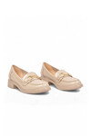 Bej Parlak Tokalı Şık Rahat Loafer Kadın Klasik Casual Ayakkabı PC-56064 