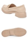 Bej Parlak Tokalı Şık Rahat Loafer Kadın Klasik Casual Ayakkabı PC-56064 