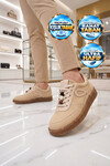 Kadın Bej Şık Rahat Bağcıklı Casual Yürüyüş Spor Ayakkabı Sneaker 669253