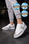 Beyaz-Buz Bağcıklı Hafif Esnek Rahat Tabanlı Unisex Yürüyüş ve Spor Ayakkabı Sneaker 015 G