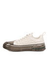 Beyaz Hakiki Deri Kroko Desenli Kalın Taban Erkek Casual Ayakkabı Sneaker E058 M