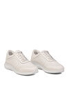 Beyaz Hakiki Deri Hafızalı Taban Lastik Bağcıklı Kadın Casual Ayakkabı Sneaker 8439 Z