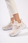 Beyaz Cırtlı Bağcıklı Kalın Tabanlı Kız Çocuk Spor Ayakkabı Sneaker Sımba