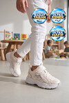 Beyaz Cırtlı Bağcıklı Kalın Tabanlı Kız Çocuk Spor Ayakkabı Sneaker Sımba