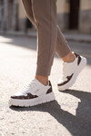 Bağcıklı Kalın Tabanlı Desenli Beyaz Unisex Casual Yürüyüş Ayakkabı Sneaker BNI-12124 G