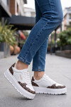 Bağcıklı Kalın Tabanlı Desenli Beyaz Unisex Casual Yürüyüş Ayakkabı Sneaker BNI-12124 G