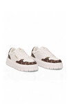 Bağcıklı Kalın Tabanlı Desenli Beyaz Unisex Casual Yürüyüş Ayakkabı Sneaker BNI-12124 G