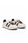Beyaz-Siyah Cırt Bantlı Unisex Çocuk Yürüyüş ve Spor Ayakkabı Sneaker Coop F