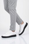 Erkek Beyaz-Siyah Bağcıklı Kalın Taban Erkek Casual Ayakkabı Sneaker 8078 Dashor M