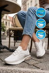 Beyaz Geniş Kalıp Anorak Hafızalı Rahat Tabanlı Kadın Yürüyüş ve Spor Ayakkabı Sneaker B264 Z