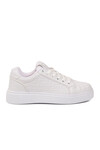 Beyaz Bağcıklı Kalın Tabanlı Rahat Şık Unisex Casual Yürüyüş ve Spor Ayakkabı Sneaker 26201 G